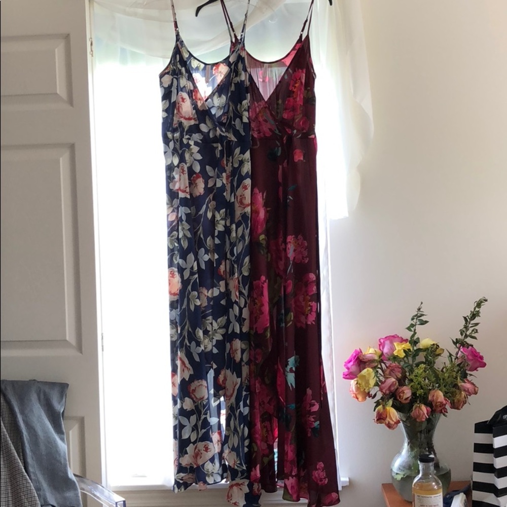 Two floral high to low maxi dresses
